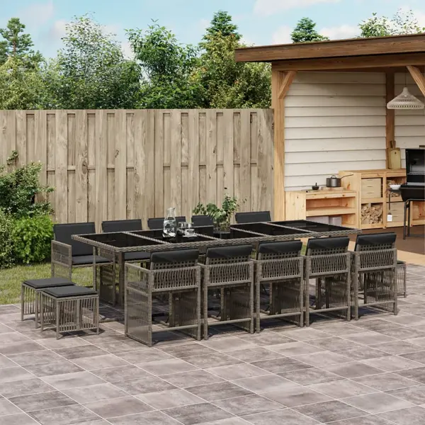 Gossi set mobilier de gradina cu perne, 15 piese, gri, poliratan