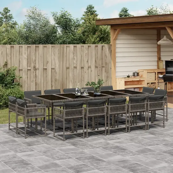 Gossi set mobilier de gradina cu perne, 15 piese, gri, poliratan