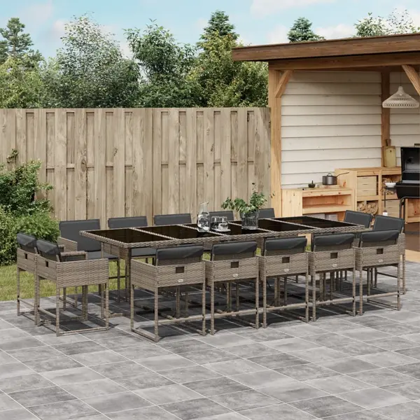Gossi set mobilier de gradina cu perne, 15 piese, gri, poliratan