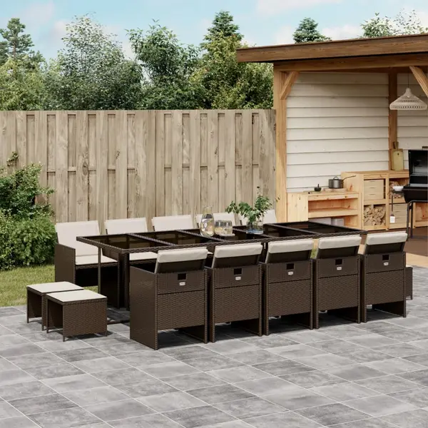 Gossi set mobilier de gradina cu perne, 15 piese, maro, poliratan