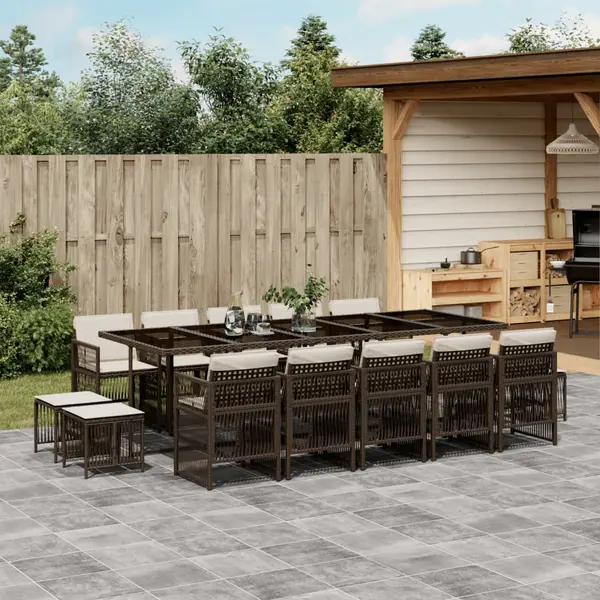 Gossi set mobilier de gradina cu perne, 15 piese, maro, poliratan