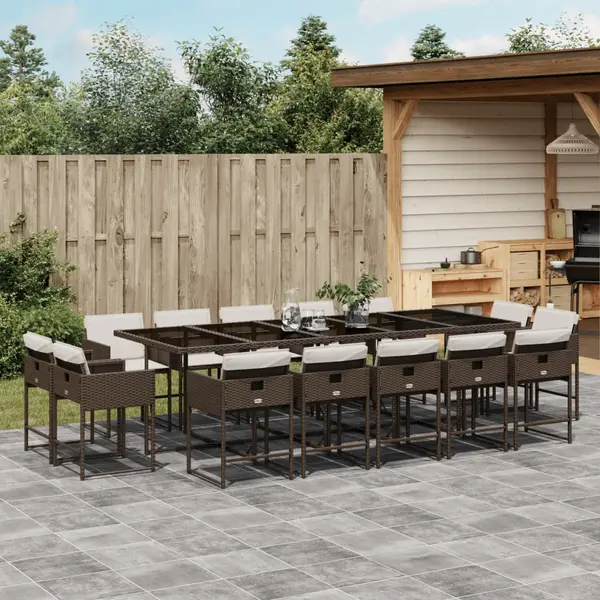 Gossi set mobilier de gradina cu perne, 15 piese, maro, poliratan