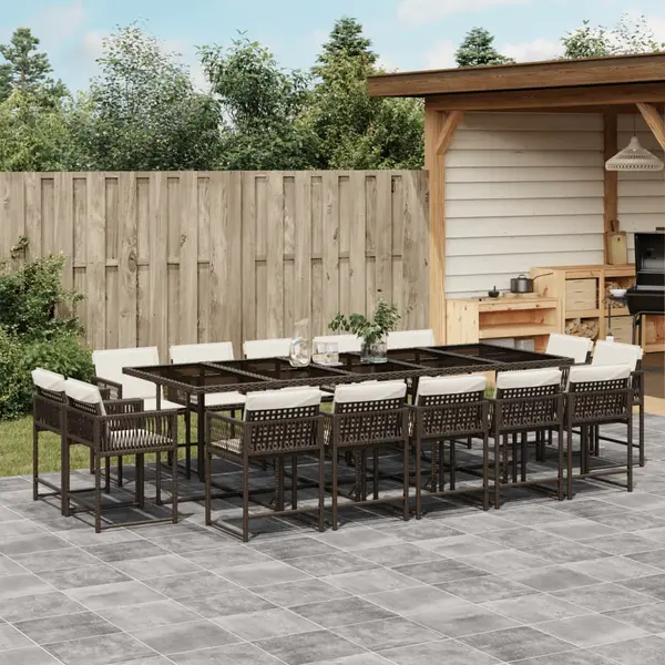 Gossi set mobilier de gradina cu perne, 15 piese, maro, poliratan