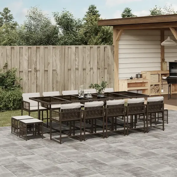 Gossi set mobilier de gradina cu perne, 15 piese, maro, poliratan