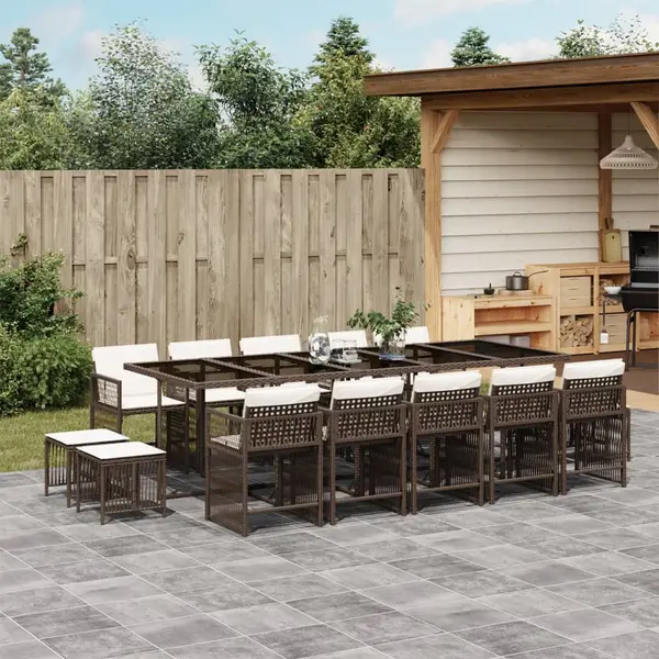 Gossi set mobilier de gradina cu perne, 15 piese, maro, poliratan