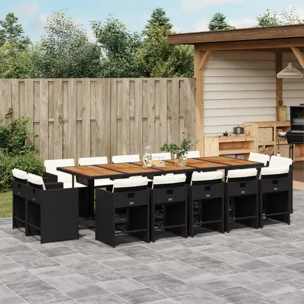 Gossi set mobilier de gradina cu perne, 15 piese, negru, poliratan