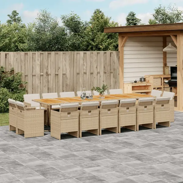 Gossi set mobilier de gradina cu perne, 17 piese, bej, poliratan