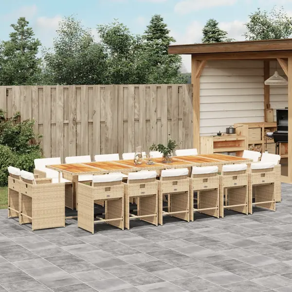 Gossi set mobilier de gradina cu perne, 17 piese, bej, poliratan