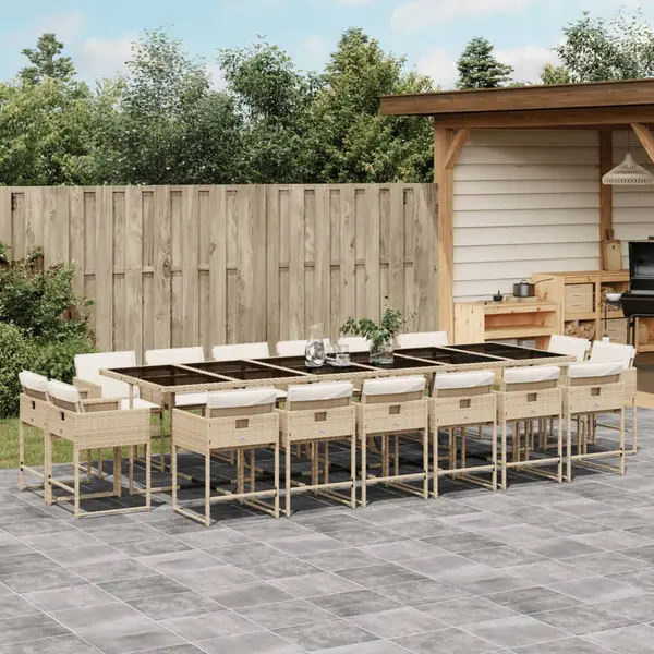 Gossi set mobilier de gradina cu perne, 17 piese, bej, poliratan