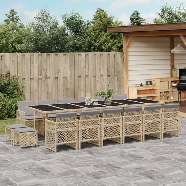 Gossi set mobilier de gradina cu perne, 17 piese, bej, poliratan