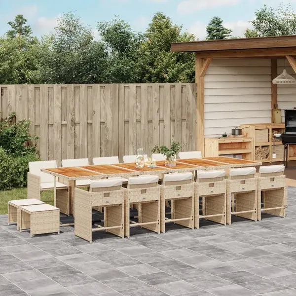 Gossi set mobilier de gradina cu perne, 17 piese, bej, poliratan
