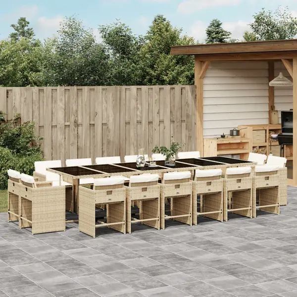Gossi set mobilier de gradina cu perne, 17 piese, bej, poliratan
