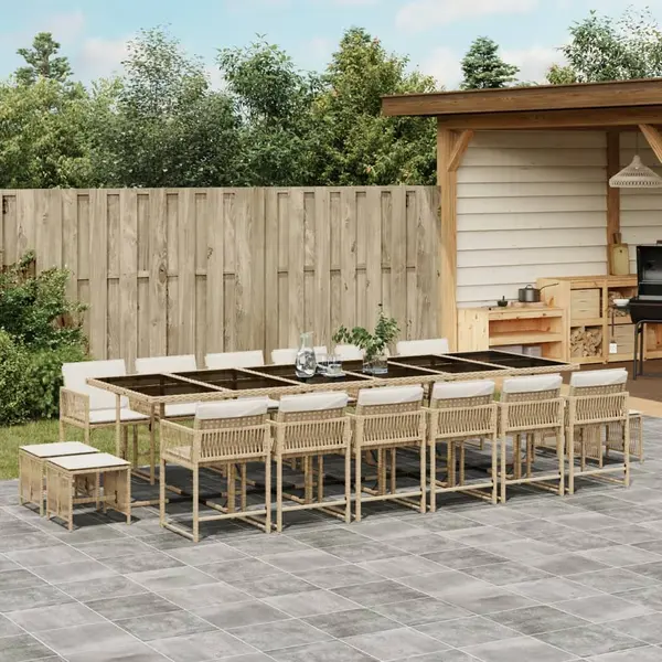 Gossi set mobilier de gradina cu perne, 17 piese, bej, poliratan