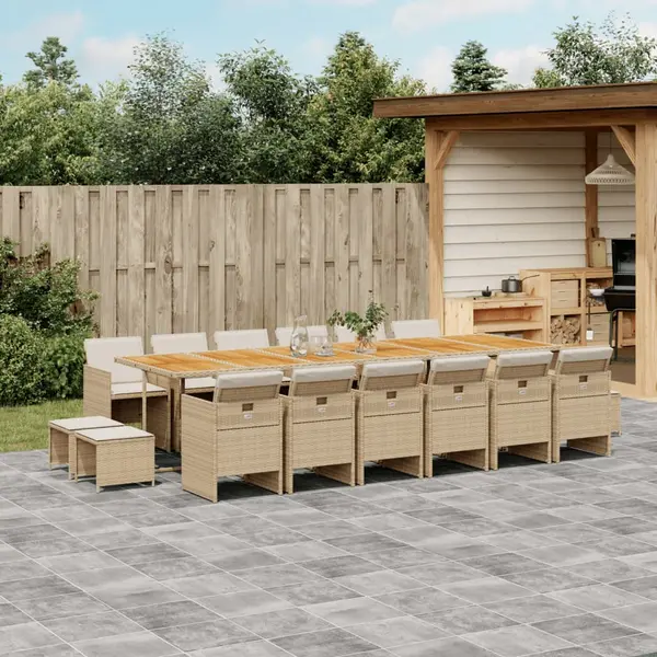 Gossi set mobilier de gradina cu perne, 17 piese, bej, poliratan