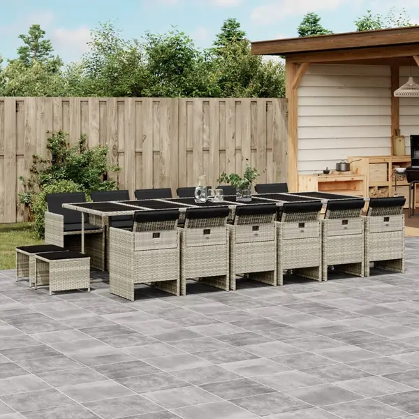 Gossi set mobilier de gradina cu perne 17 piese gri deschis poliratan