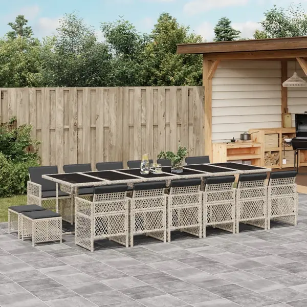 Gossi set mobilier de gradina cu perne 17 piese gri deschis poliratan
