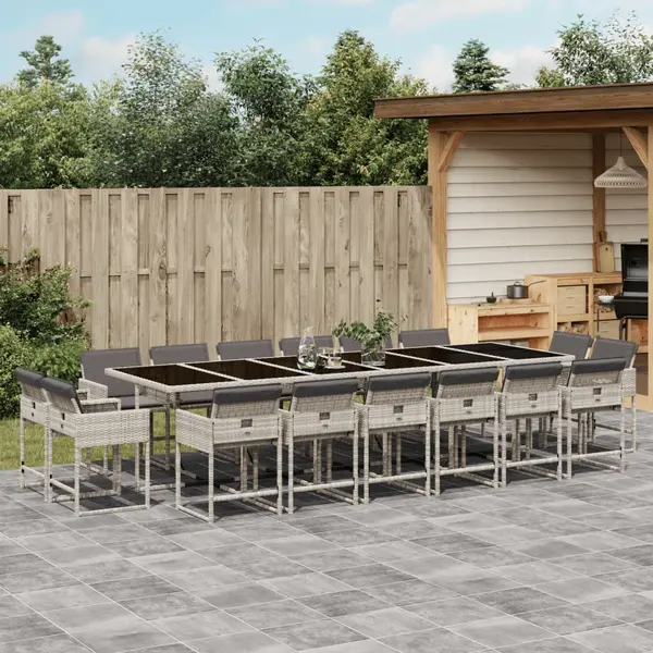 Gossi set mobilier de gradina cu perne 17 piese gri deschis poliratan