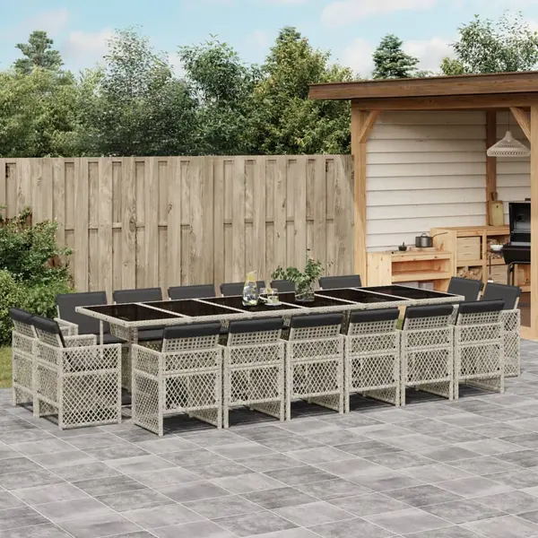 Gossi set mobilier de gradina cu perne 17 piese gri deschis poliratan