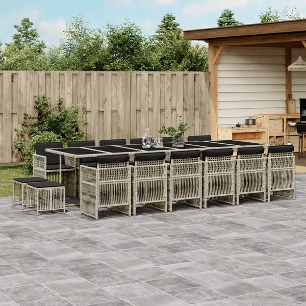 Gossi set mobilier de gradina cu perne 17 piese gri deschis poliratan