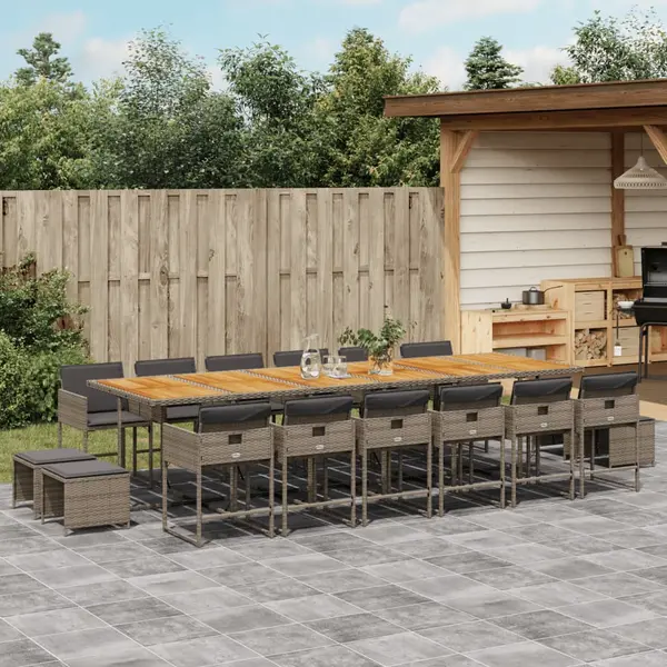 Gossi set mobilier de gradina cu perne, 17 piese, gri, poliratan