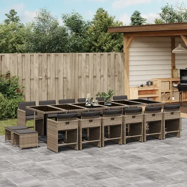 Gossi set mobilier de gradina cu perne, 17 piese, gri, poliratan