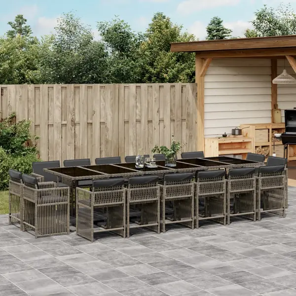 Gossi set mobilier de gradina cu perne, 17 piese, gri, poliratan