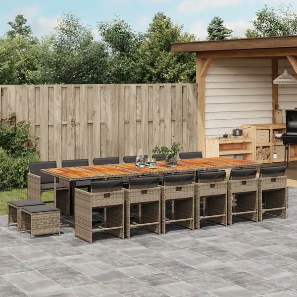 Gossi set mobilier de gradina cu perne, 17 piese, gri, poliratan
