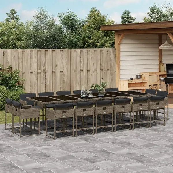 Gossi set mobilier de gradina cu perne, 17 piese, gri, poliratan