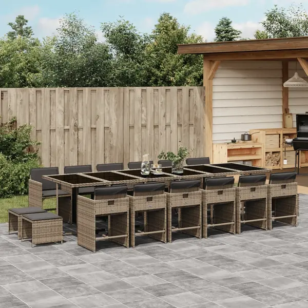Gossi set mobilier de gradina cu perne, 17 piese, gri, poliratan