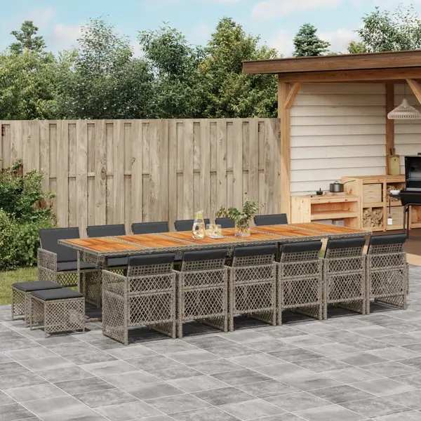 Gossi set mobilier de gradina cu perne, 17 piese, gri, poliratan