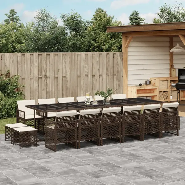Gossi set mobilier de gradina cu perne, 17 piese, maro, poliratan