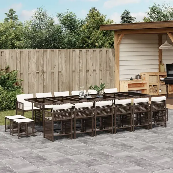 Gossi set mobilier de gradina cu perne, 17 piese, maro, poliratan