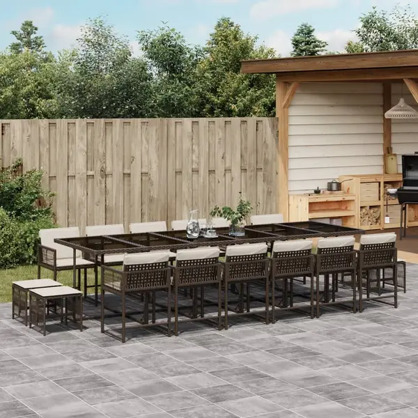 Gossi set mobilier de gradina cu perne, 17 piese, maro, poliratan