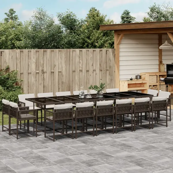 Gossi set mobilier de gradina cu perne, 17 piese, maro, poliratan
