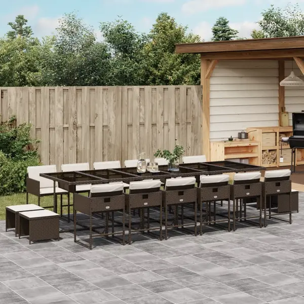 Gossi set mobilier de gradina cu perne, 17 piese, maro, poliratan