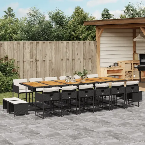 Gossi set mobilier de gradina cu perne, 17 piese, negru, poliratan