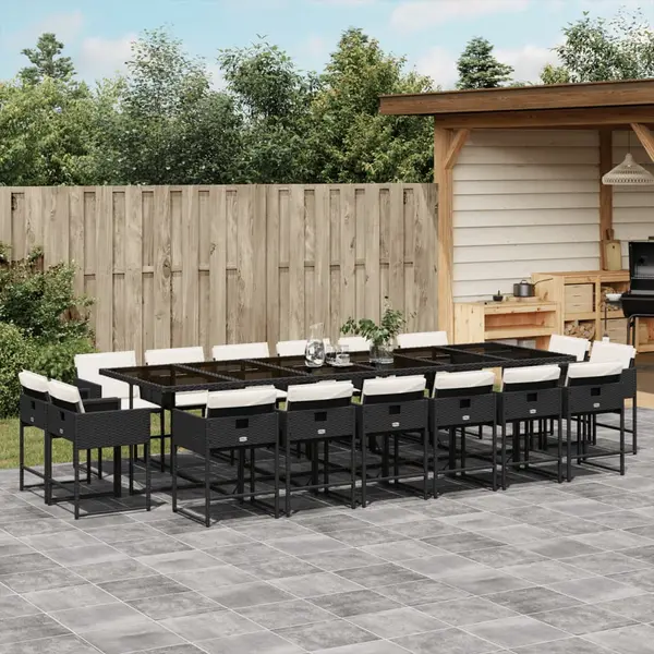 Gossi set mobilier de gradina cu perne, 17 piese, negru, poliratan