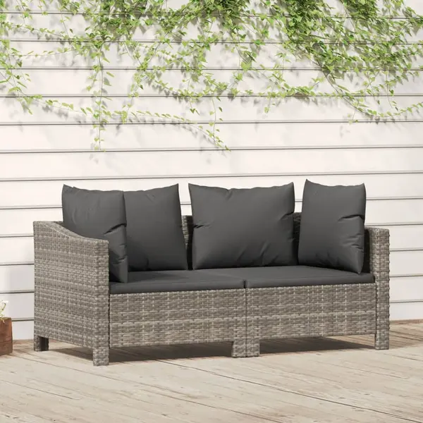 Gossi set mobilier de gradina cu perne, 2 piese, gri, poliratan