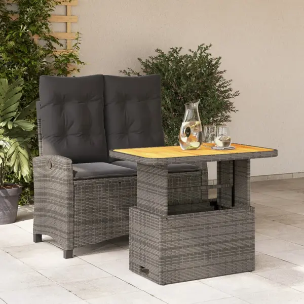 Gossi set mobilier de gradina cu perne, 2 piese, gri, poliratan