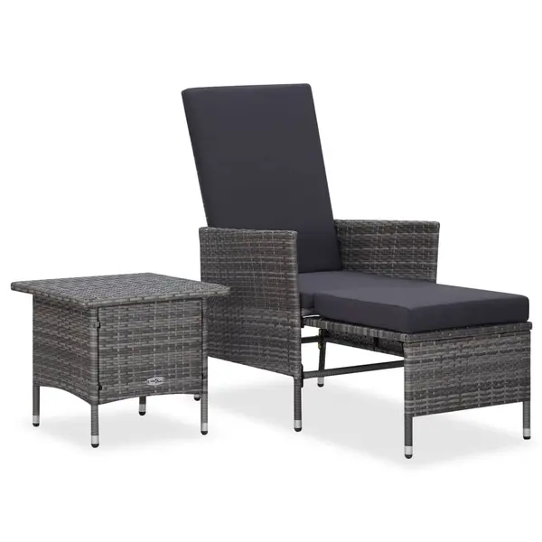 Gossi set mobilier de gradina cu perne, 2 piese, gri, poliratan