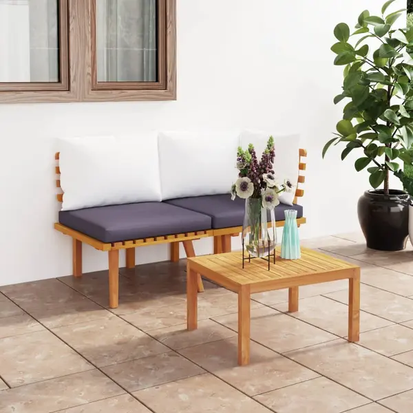 Gossi set mobilier de gradina cu perne, 2 piese, lemn masiv de acacia