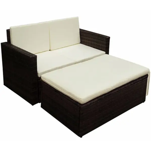 Gossi set mobilier de gradina cu perne, 2 piese, maro, poliratan