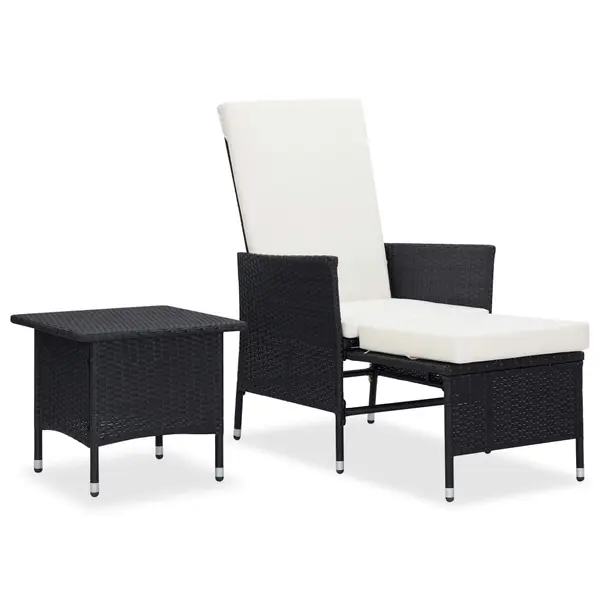 Gossi set mobilier de gradina cu perne, 2 piese, negru, poliratan