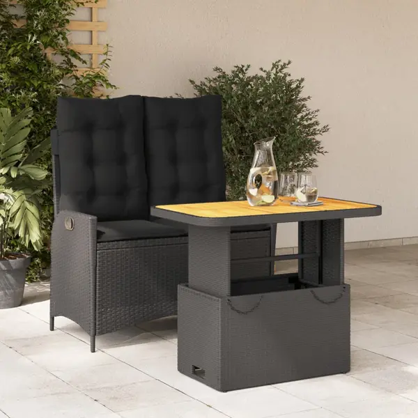 Gossi set mobilier de gradina cu perne, 2 piese, negru, poliratan