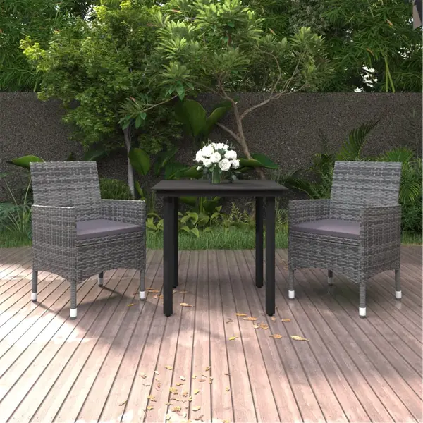 Gossi set mobilier de gradina cu perne, 3 buc, poliratan si sticla