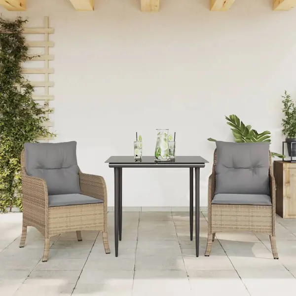 Gossi set mobilier de gradina cu perne, 3 piese, bej, poliratan