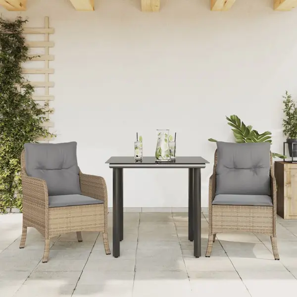 Gossi set mobilier de gradina cu perne, 3 piese, bej, poliratan