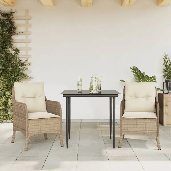 Gossi set mobilier de gradina cu perne, 3 piese, bej, poliratan