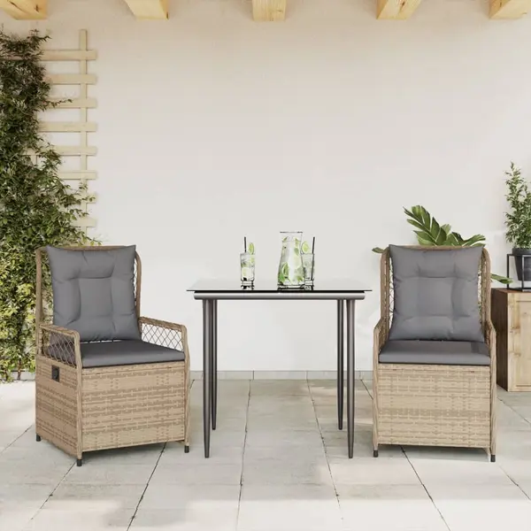 Gossi set mobilier de gradina cu perne, 3 piese, bej, poliratan