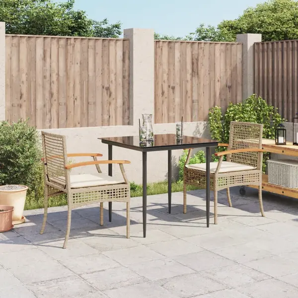 Gossi set mobilier de gradina cu perne, 3 piese, bej, poliratan